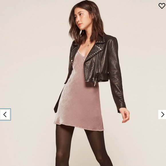 Reformation Muted Pink Velvet V-Neck Mini Tank Dress - Picture 2 of 5